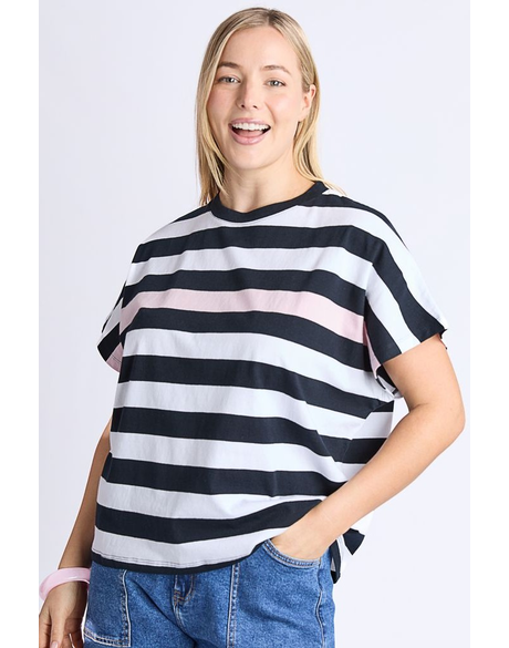 Sorrento Tee (Black and White Stripe)