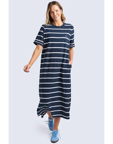 Halli Dress (Navy and White Stripe)