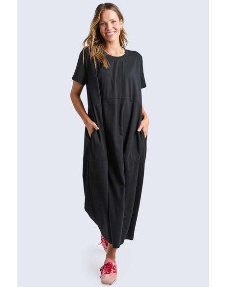 Diana Short Sleeve Dress (Black)