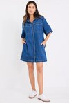 Shortcut Storm Blue Denim Short Sleeve Boxy Mini Shirt Dress