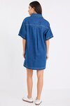 Shortcut Storm Blue Denim Short Sleeve Boxy Mini Shirt Dress