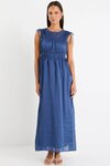 Compass Navy Ramie Relaxed Sleeveless Maxi Dress