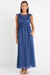Compass Navy Ramie Relaxed Sleeveless Maxi Dress