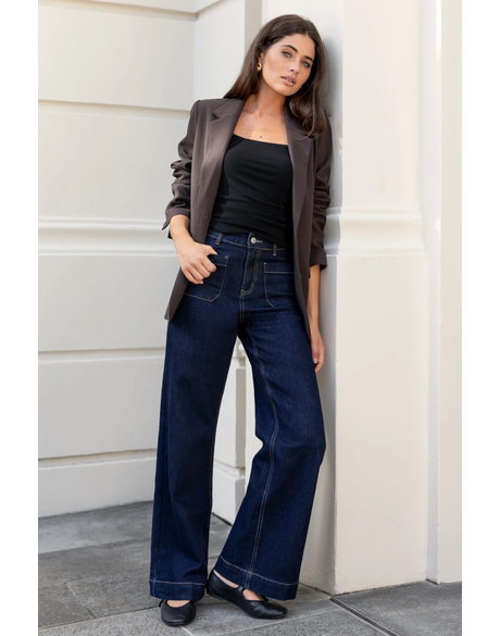Zoey High Rise Wide Leg Pocket Jean