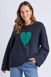 Intersia Heart Knit (Navy)