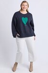 Intersia Heart Knit (Navy)