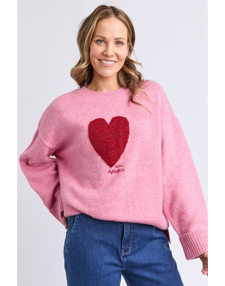 Intersia Heart Knit (Qaurtz Pink)