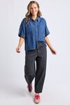 Demi SS Denim Shirt (Dark Blue Wash)