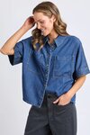 Demi SS Denim Shirt (Dark Blue Wash)
