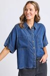 Demi SS Denim Shirt (Dark Blue Wash)