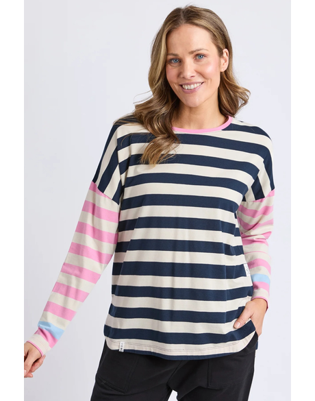 Gaeb Stripe LS Tee (White/Navy/Pink)