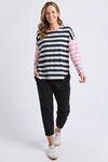 Gaeb Stripe LS Tee (White/Navy/Pink)