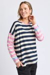 Gaeb Stripe LS Tee (White/Navy/Pink)