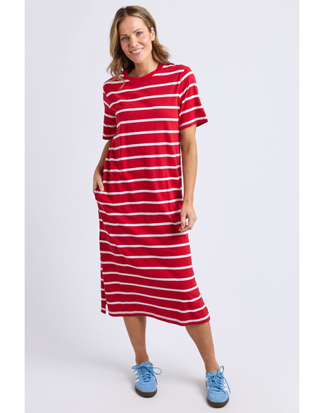 Crimson Tee Dress (Cranberry/White Stripe)