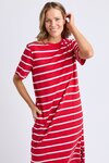 Crimson Tee Dress (Cranberry/White Stripe)