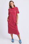 Crimson Tee Dress (Cranberry/White Stripe)