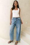 Campus Tie Waist Barrel Jeans