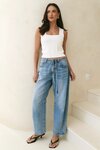Campus Tie Waist Barrel Jeans