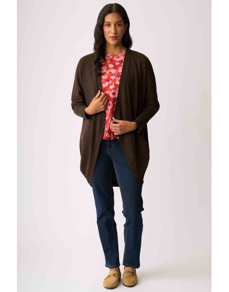 Open Front Midi Cardigan (Chocolate)
