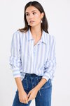 Solidify Sky Blue Stripe Puff Sleeve LS Shirt