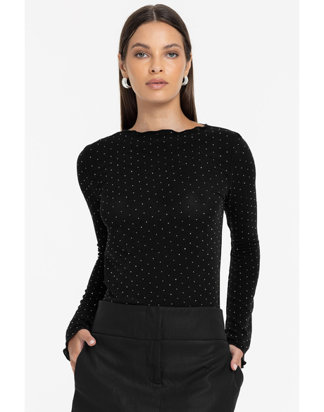 Gigi Top (Black w Silver Diamantes)
