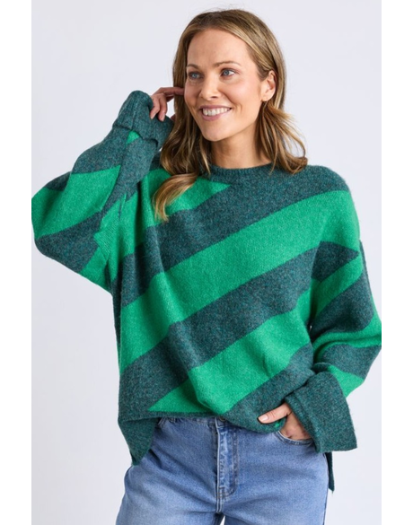 Sage Diagonal Stripe Knit 
