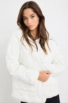 Frankly Ecru Boxy Snap Front Puffer Jacket