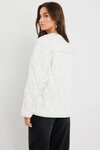 Frankly Ecru Boxy Snap Front Puffer Jacket