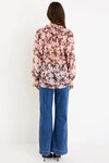 Odyssey Blush Chocolate Floral Shirred Neck LS Top