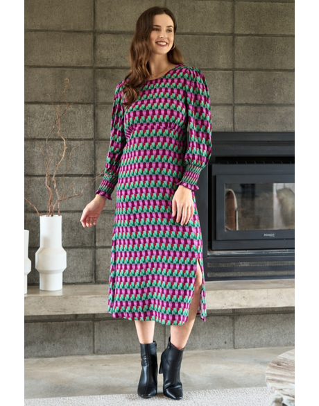 Curved and Shirred Dress (Art Deco)