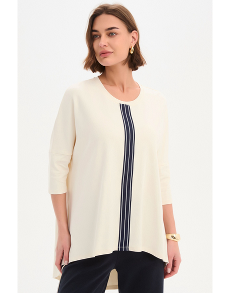 Stripe Front 3/4 Sleeve Tee