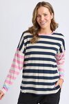Taffy Stripe LS Tee (Blue and Pink Stripe)