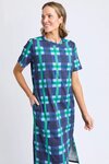 Bari Tee Dress (Blue Check Yardage Print)