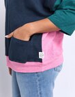 Maize Colour Block Sweat (Teal, Navy and Quartz Pink)