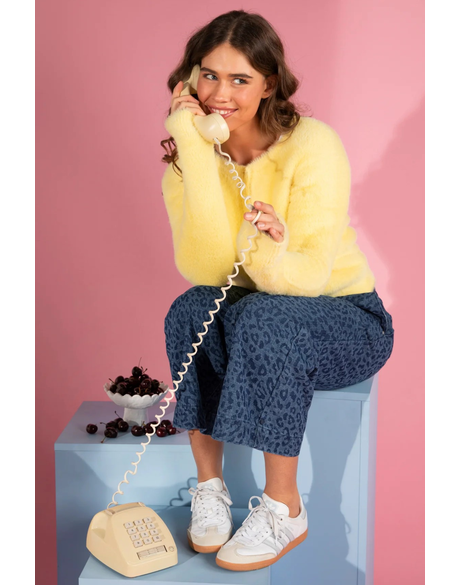 Anna Animal Denim Pant (Dark Blue Animal Print)