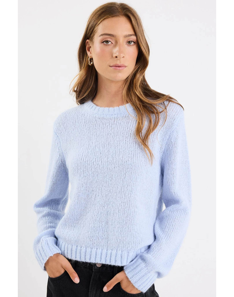 Genuine Ice Blue Crewneck Fluffy Long Sleeve Jumper 
