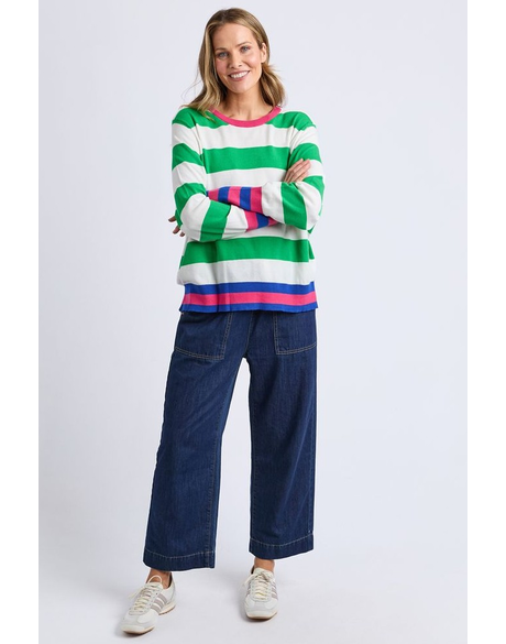 Reggie Longsleeve Knit (Green/White Stripe)