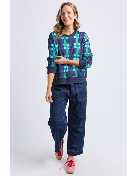 Bari Crew (Blue Check Yardage Print)