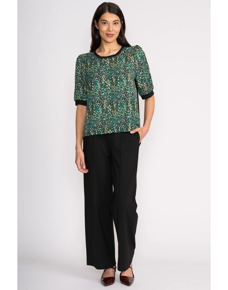 Elbow Sleeve Contrast Top