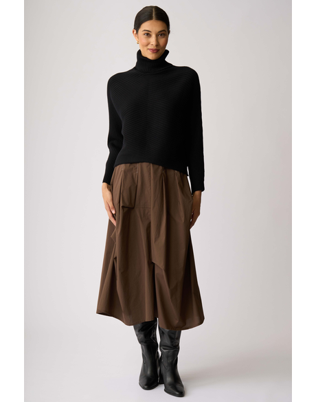 Chevron Rib Roll Neck Sweater