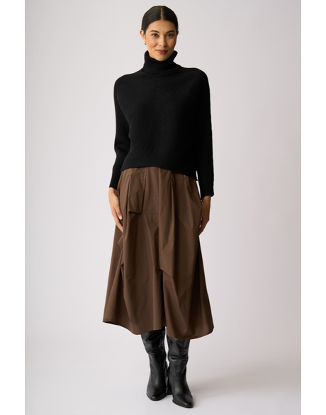 Chevron Rib Roll Neck Sweater