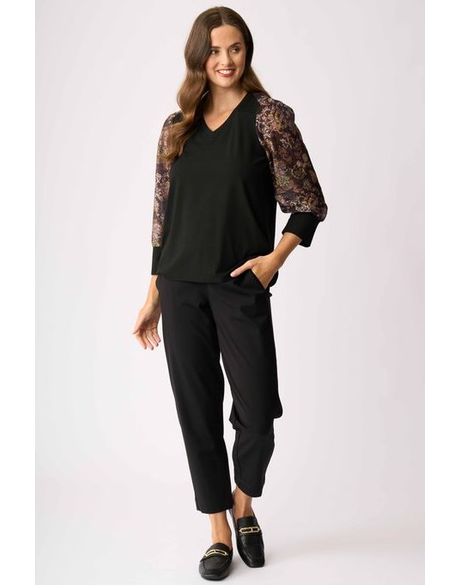 Contrast Woven Shoulder Top 