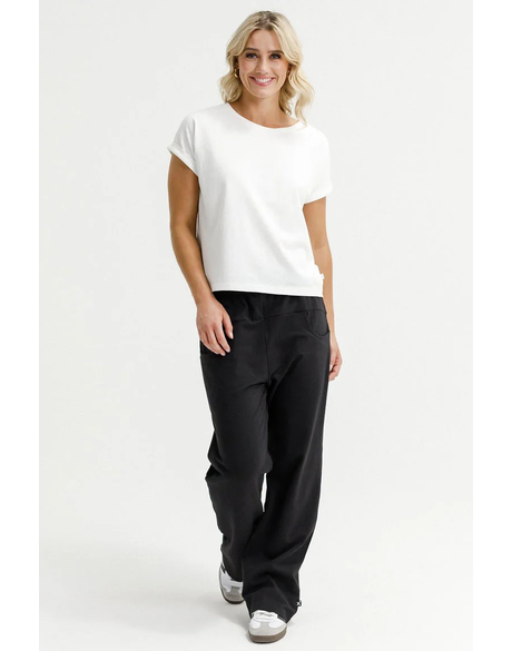 Avenue  Pants (Black with Coral Stripe)