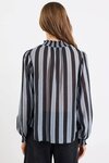 Embrace Grey Stripe Shirred Neck LS Top