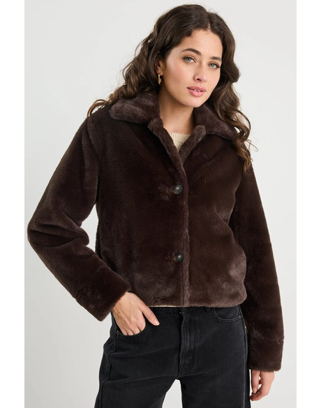 Lodge Chocolate Brown Faux Fur Jacket