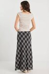 Rally Black Check Chiffon Tie Waist Bias Maxi Skirt