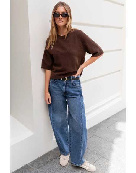 Varsity Deep Blue Forward Seam Barrel Jeans