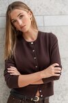 Autograph Chocolate Soft Fine Gauge Crewneck Cardigan/Chocolate