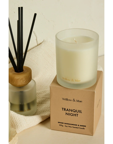 Tranquil Night Spiced Sandalwool + Amber 230g Soy Candle/Tan