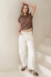 Campus Ecru Tie Waist Barrel Jeans